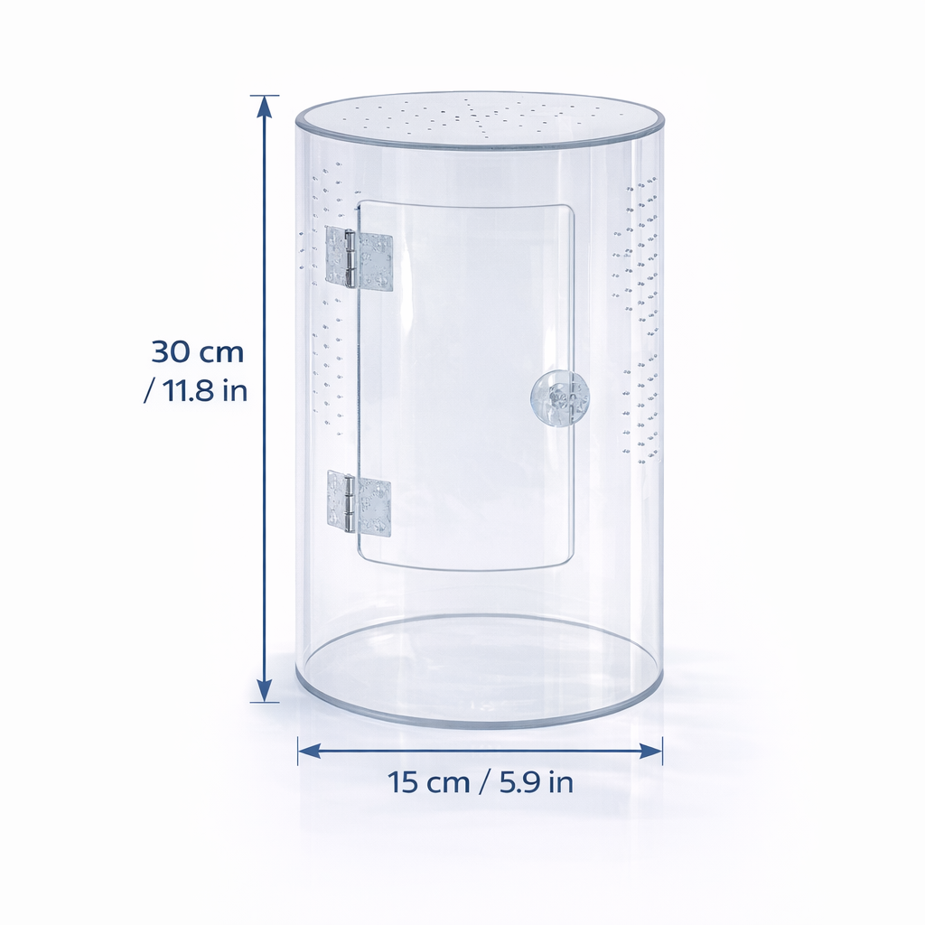 Reptile Repto Terra Clear Transparent Cylinder Acrylic Terrarium 360° View