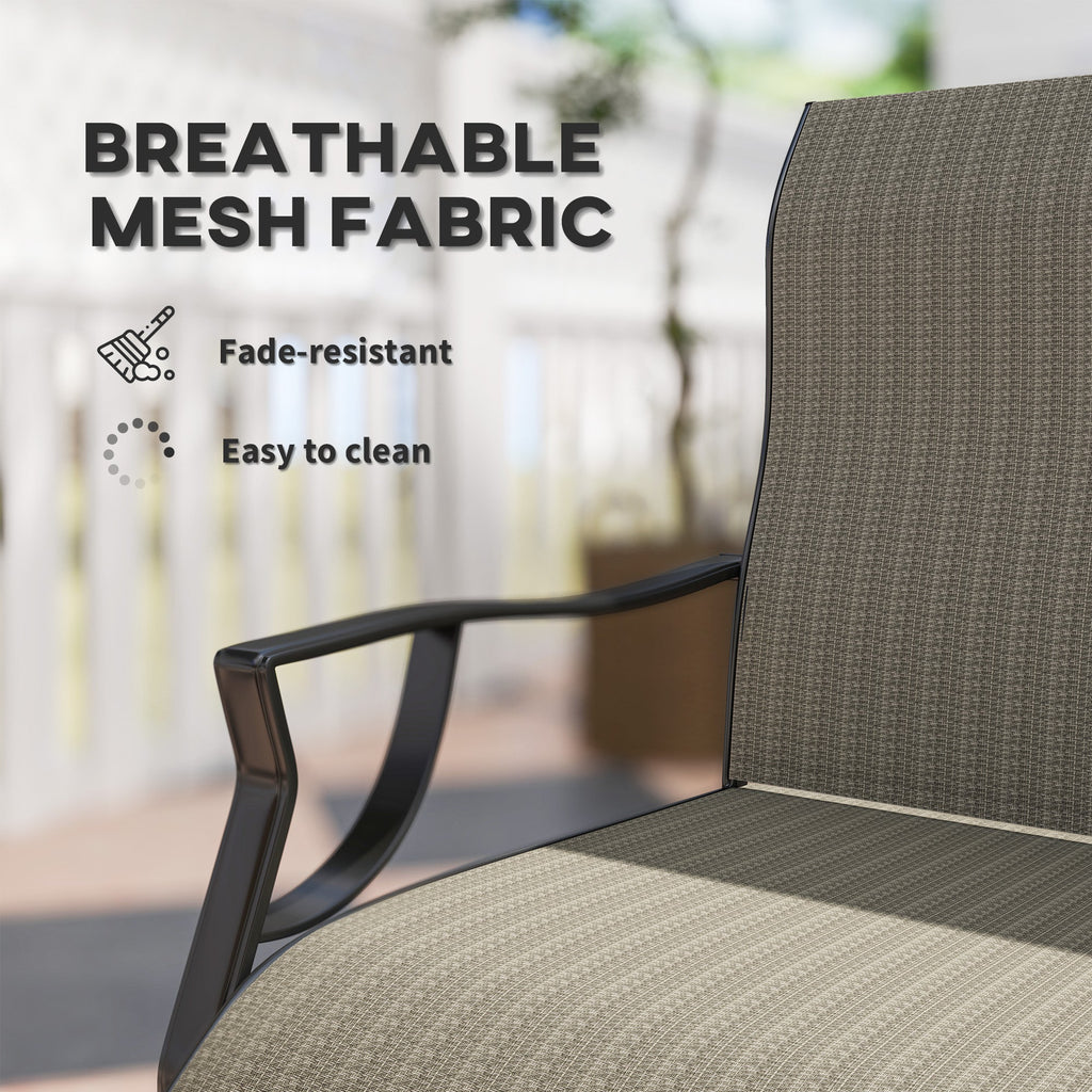 C Spring Motion Patio Chairs Set of 2 with Curved High Backrest & Breathable Fabric, Grey