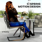 C Spring Motion Patio Chairs Set of 2 with Curved High Backrest & Breathable Fabric, Grey