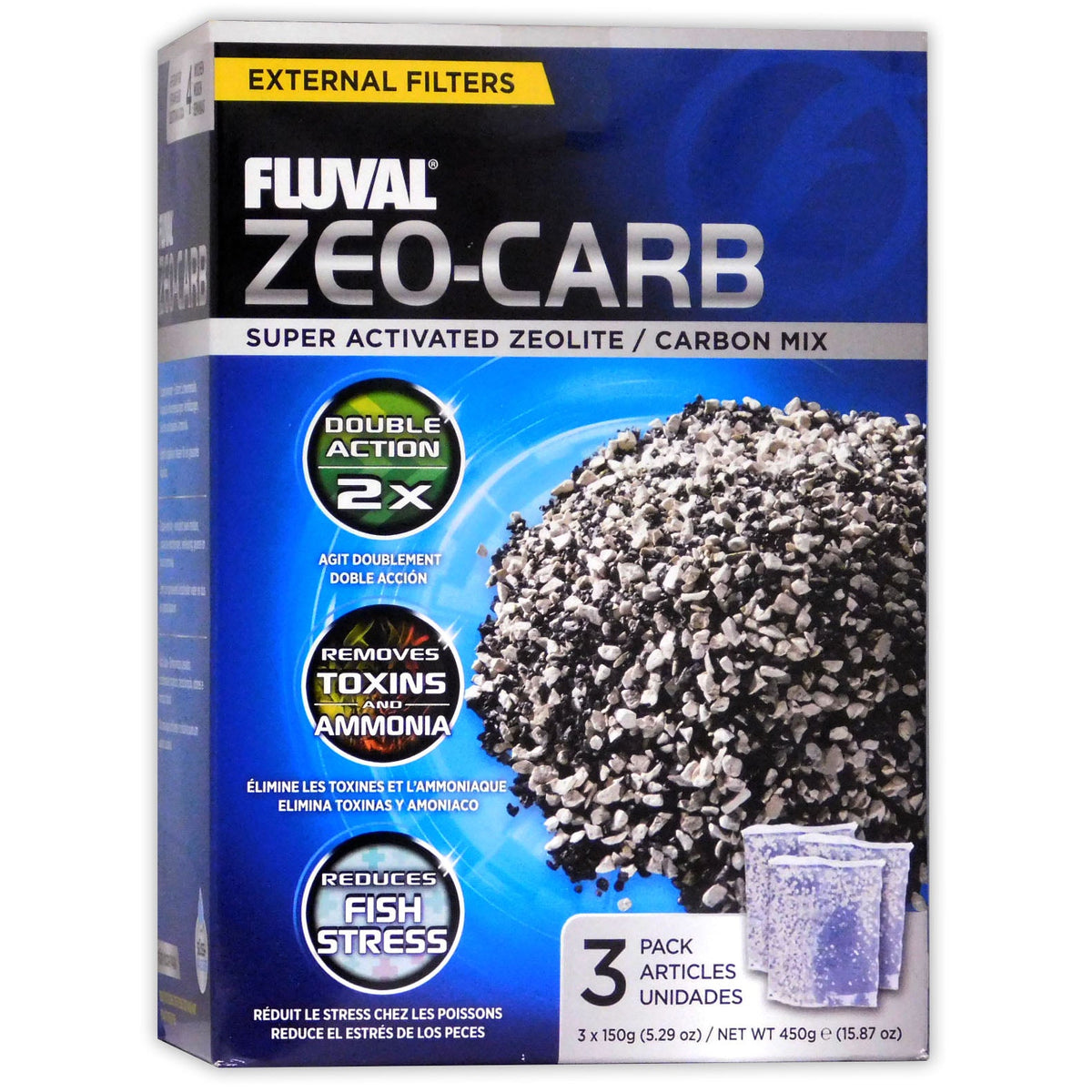 Fluval Zeo-Carb Ammonia & Carbon Filter Media 450g