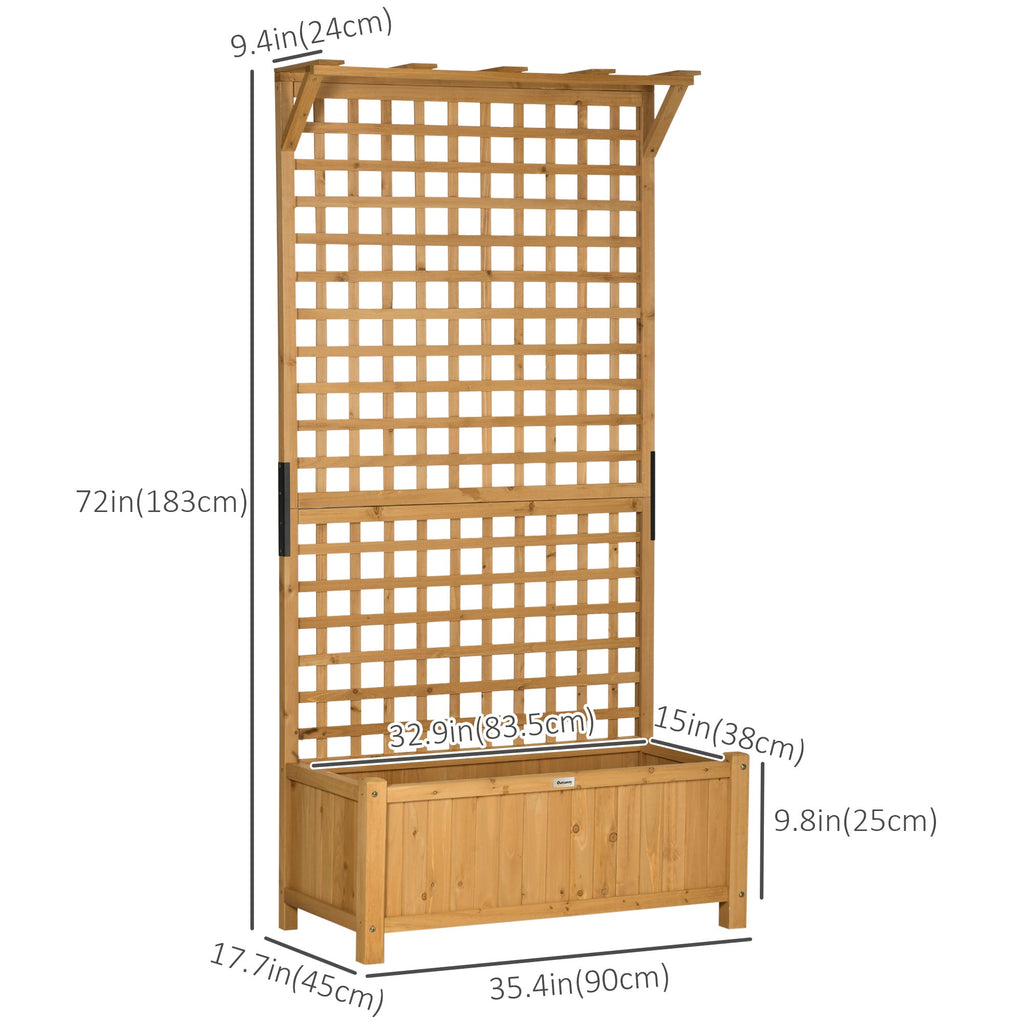 Raised Garden Bed, Wood Planter with Trellis for Vine Climbing, Privacy Screen Planter Box to Grow Vegetables, Herbs, and Flowers for Backyard, Patio, Deck, Yellow