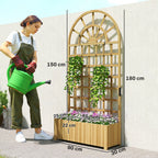 Wooden Raised Planter with Trellis, 90 x 30 x 180 cm