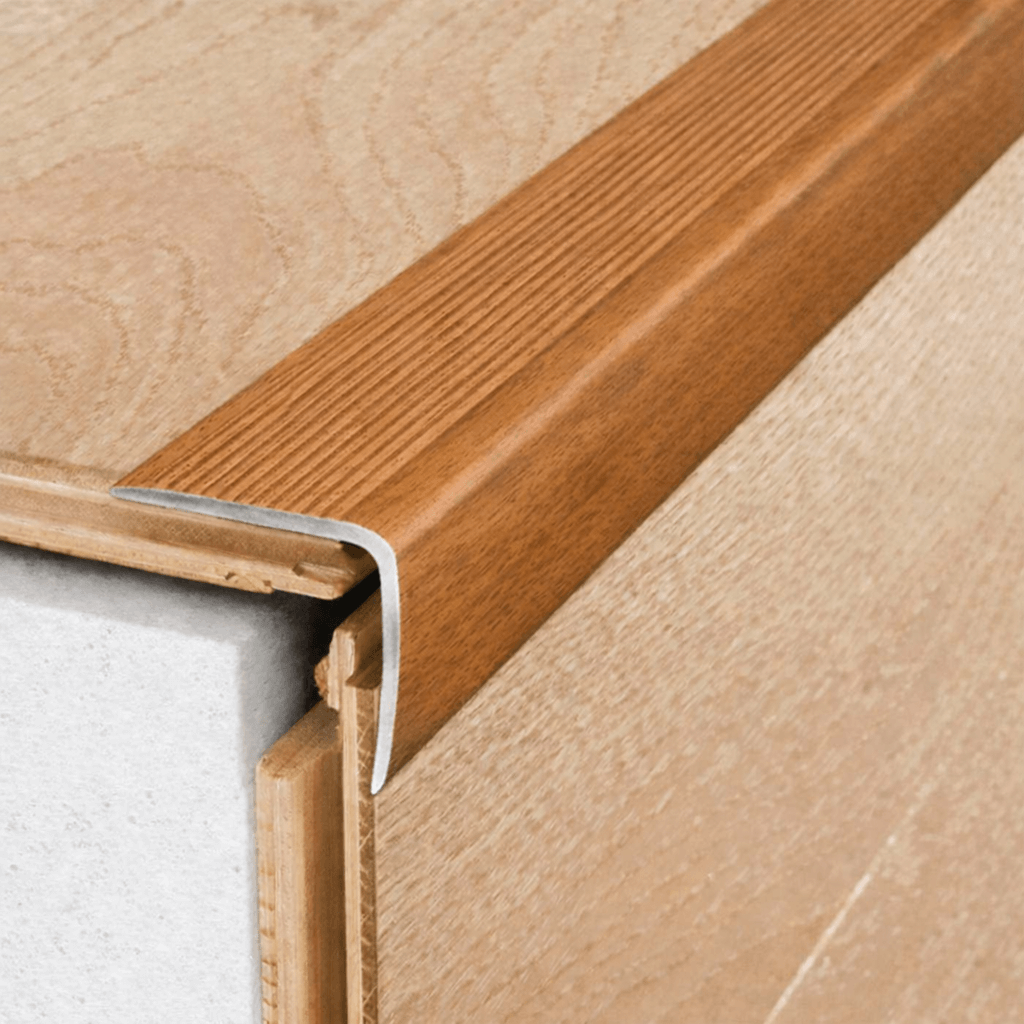A41 35 x 35mm Wood Effect Aluminium Stair Nosing Edge Trim – Stair Edge Protection