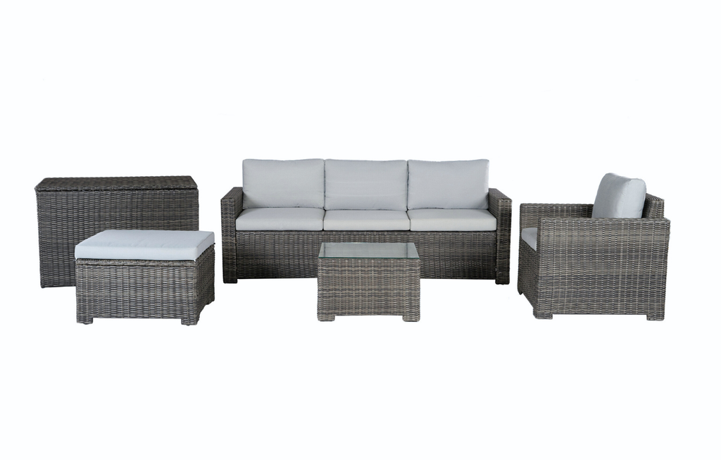 Marbella Grey 5 Seater Chaise Garden Sofa Set and Cushion Box Bundle
