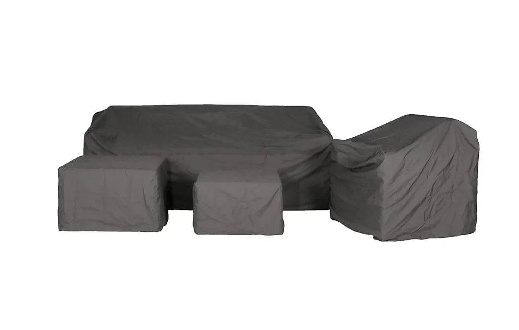 Marbella Grey 5 Seater Chaise Garden Sofa Set, Cover and Cushion Box Bundle