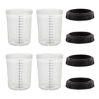 Master Paint System MPS, 4 Pack Set of Mini Size 6 Ounce (180ml) Hard Cups and Retainer Rings - 4 Hard Cups and 4 Rings