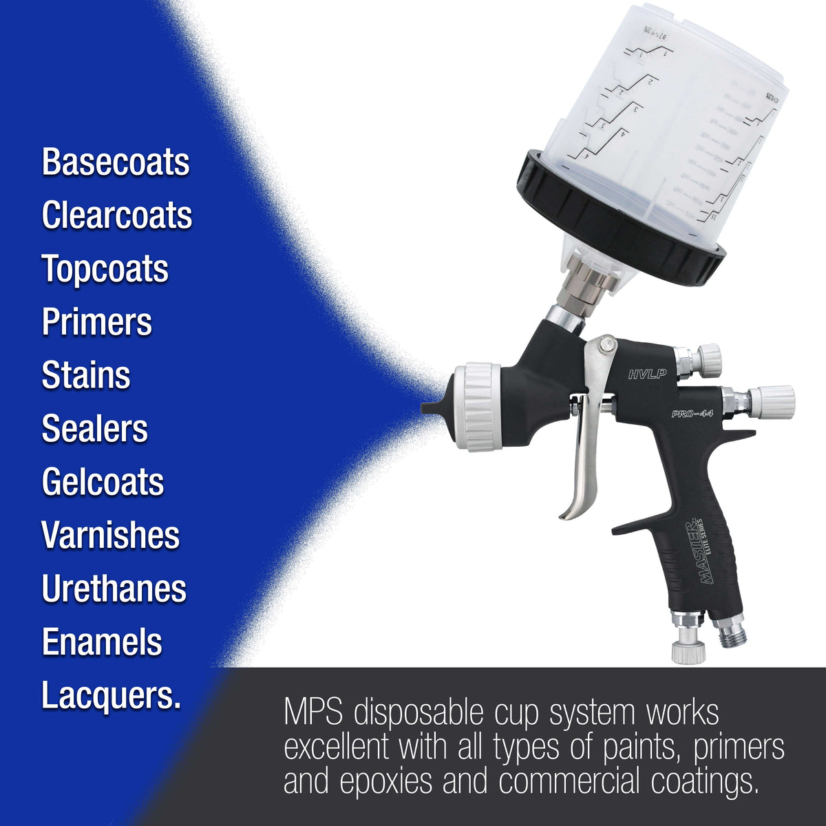 Master Paint System MPS Disposable Paint Spray Gun Cup Liners and Lid System, 40 Pack Standard Size 20 Ounce (600ml) Kit