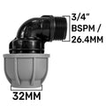 MDPE Elbow 32mm - 3/4" BSPM