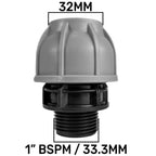 IBC 2” S60X6 – 1" BSPF Extender Adaptor with MDPE Straight 32mm