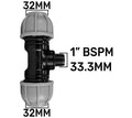MDPE Tee 32mm - 1" BSPM - 32mm