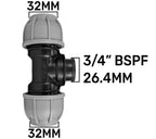 MDPE Tee 32mm and Lever Quick Connect Tap