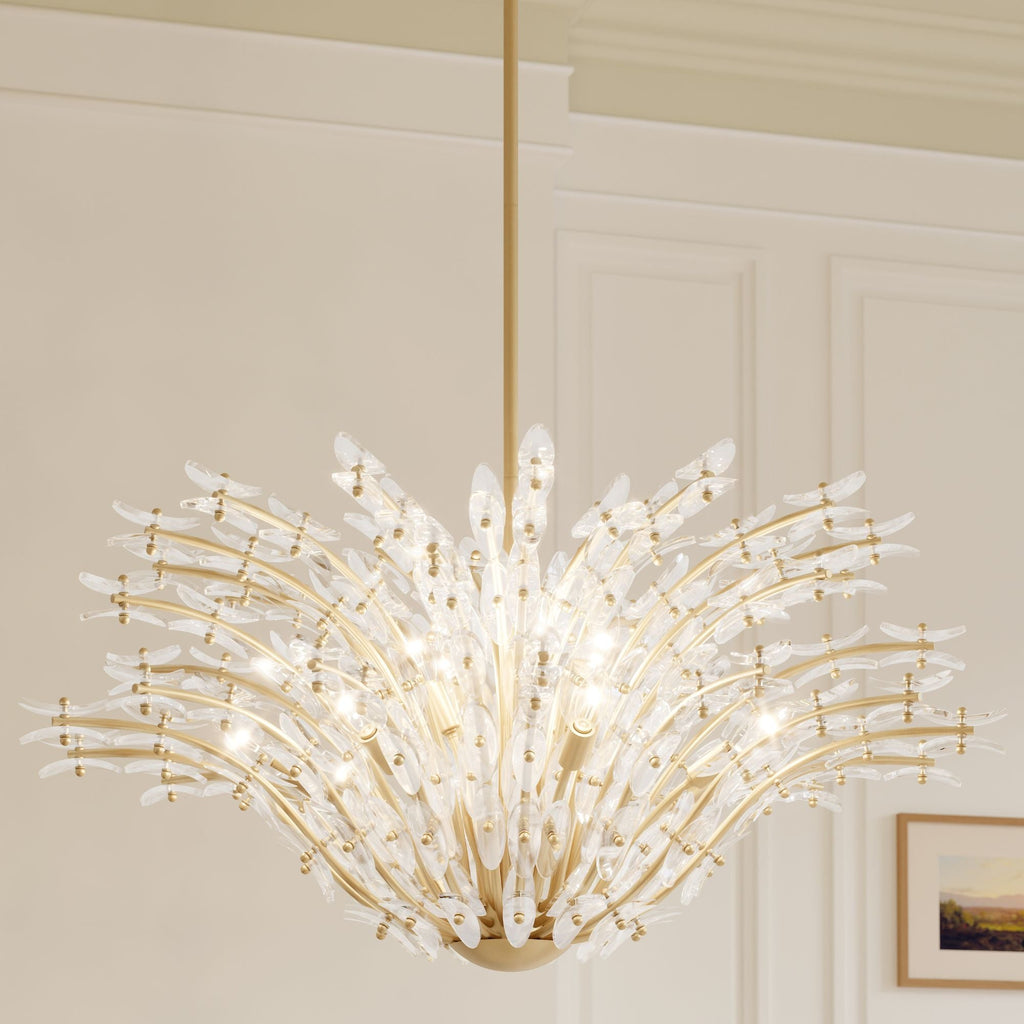 Metropolitan Sorra 40 in. 14-Light Chandelier, Painted Legacy Brass & White Swirl