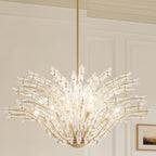Metropolitan Sorra 40 in. 14-Light Chandelier, Painted Legacy Brass & White Swirl