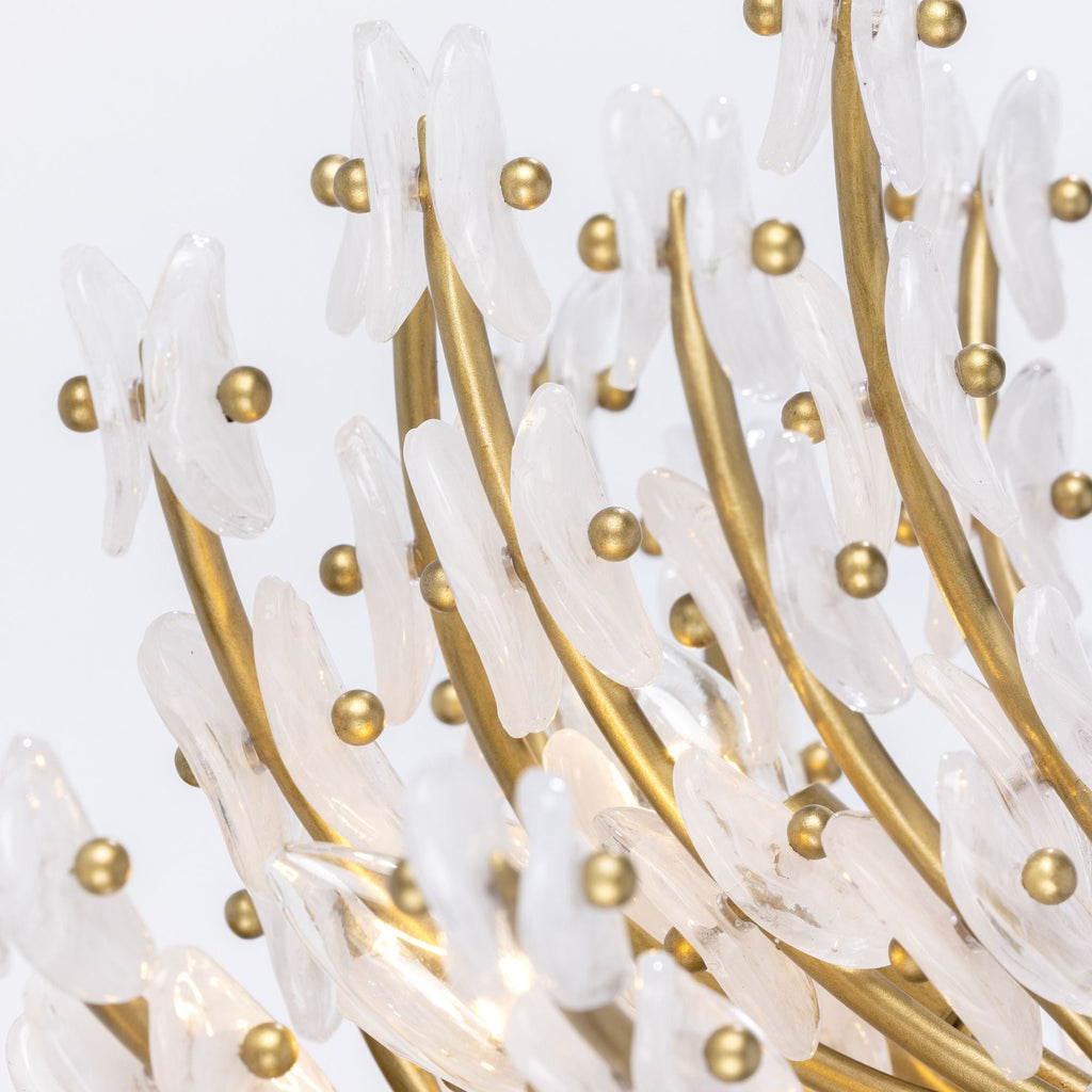 Metropolitan Sorra 40 in. 14-Light Chandelier, Painted Legacy Brass & White Swirl