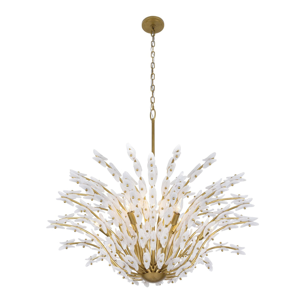 Metropolitan Sorra 40 in. 14-Light Chandelier, Painted Legacy Brass & White Swirl