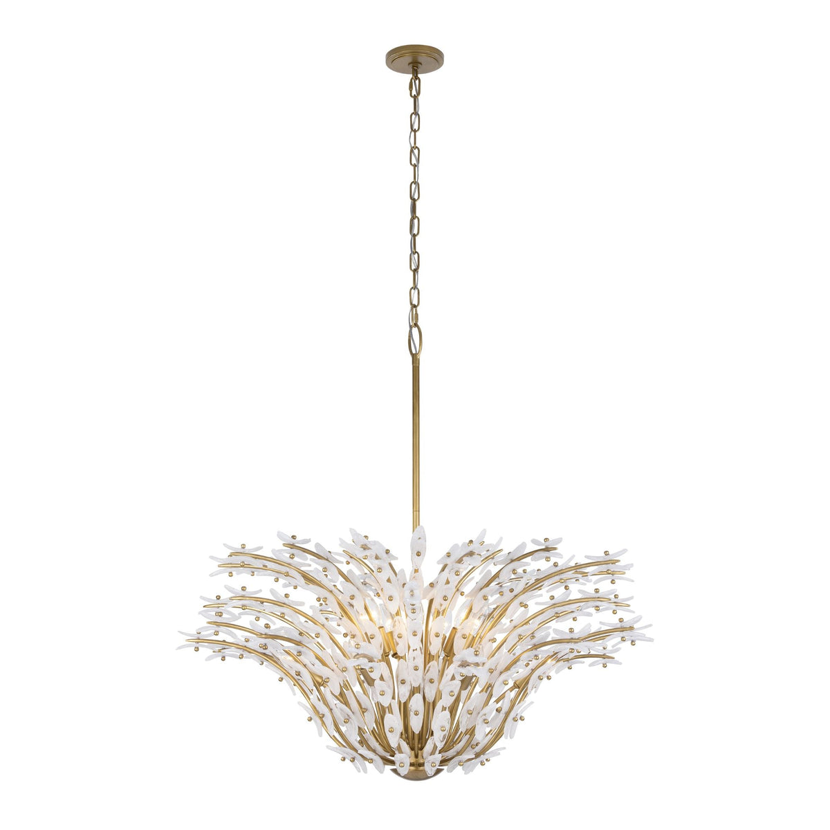 Metropolitan Sorra 40 in. 14-Light Chandelier, Painted Legacy Brass & White Swirl