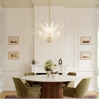 Metropolitan Sorra 40 in. 14-Light Chandelier, Painted Legacy Brass & White Swirl