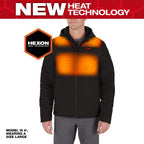 Open Box -  Men's 2 X-Large M12 12V Lithium-Ion Cordless Axis Black Heated Quilted Hooded Jacket Kit (1) 3.0 Ah Battery and Charger