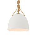 Minka-Lavery Cordón 10 in. Mini Pendant, Legacy Brass & Natural with White Ceramic Dome Shade