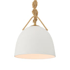 Minka-Lavery Cordón 10 in. Mini Pendant, Legacy Brass & Natural with White Ceramic Dome Shade