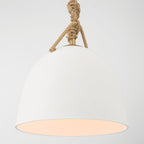 Minka-Lavery Cordón 10 in. Mini Pendant, Legacy Brass & Natural with White Ceramic Dome Shade