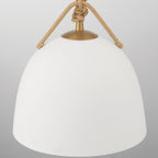 Minka-Lavery Cordón 10 in. Mini Pendant, Legacy Brass & Natural with White Ceramic Dome Shade