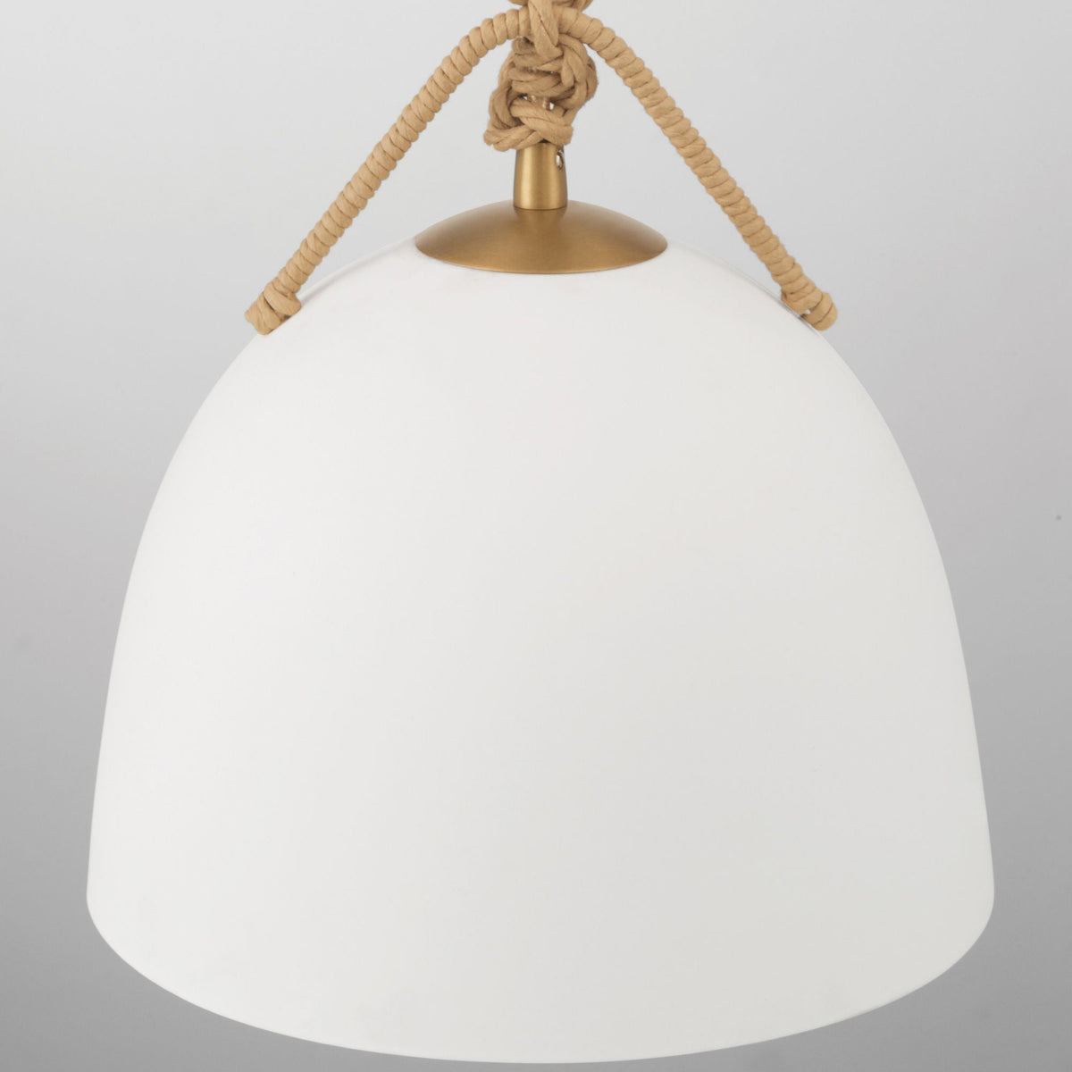 Minka-Lavery Cordón 10 in. Mini Pendant, Legacy Brass & Natural with White Ceramic Dome Shade