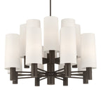 Minka-Lavery Draxen 34 in. 16-Light Chandelier, Dark Bronze with White Linen Shades