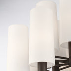 Minka-Lavery Draxen 34 in. 16-Light Chandelier, Dark Bronze with White Linen Shades