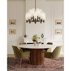 Minka-Lavery Draxen 34 in. 16-Light Chandelier, Dark Bronze with White Linen Shades