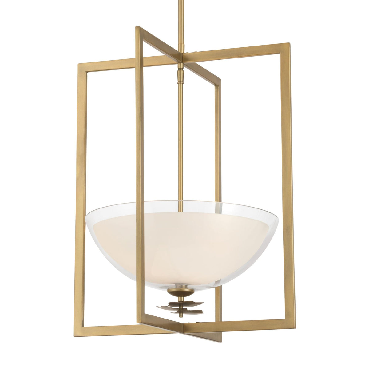 Minka-Lavery Elowen 18 in. 3-Light Pendant, Legacy Brass with Clear and Opal White Glass