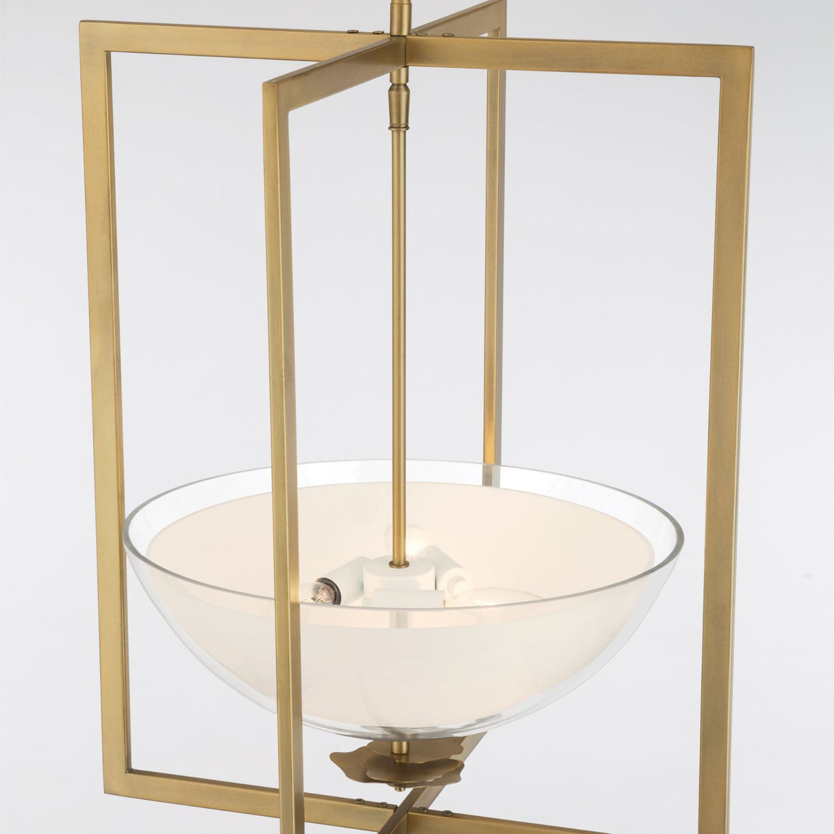Minka-Lavery Elowen 18 in. 3-Light Pendant, Legacy Brass with Clear and Opal White Glass