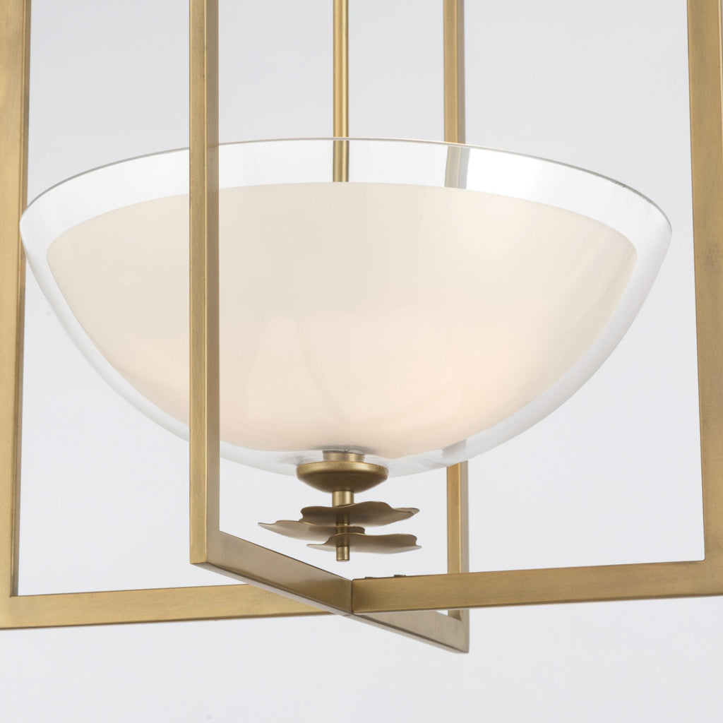 Minka-Lavery Elowen 18 in. 3-Light Pendant, Legacy Brass with Clear and Opal White Glass