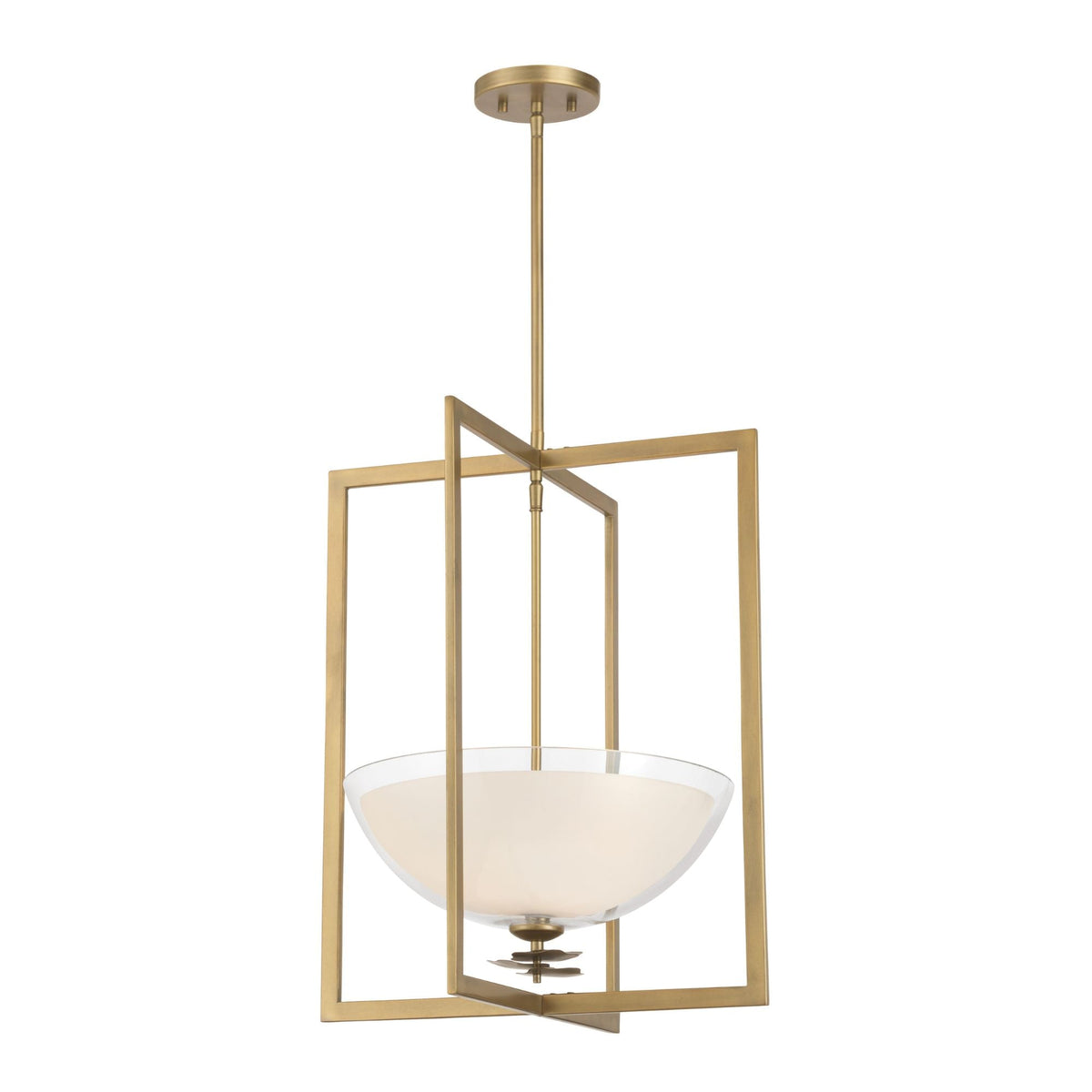 Minka-Lavery Elowen 18 in. 3-Light Pendant, Legacy Brass with Clear and Opal White Glass
