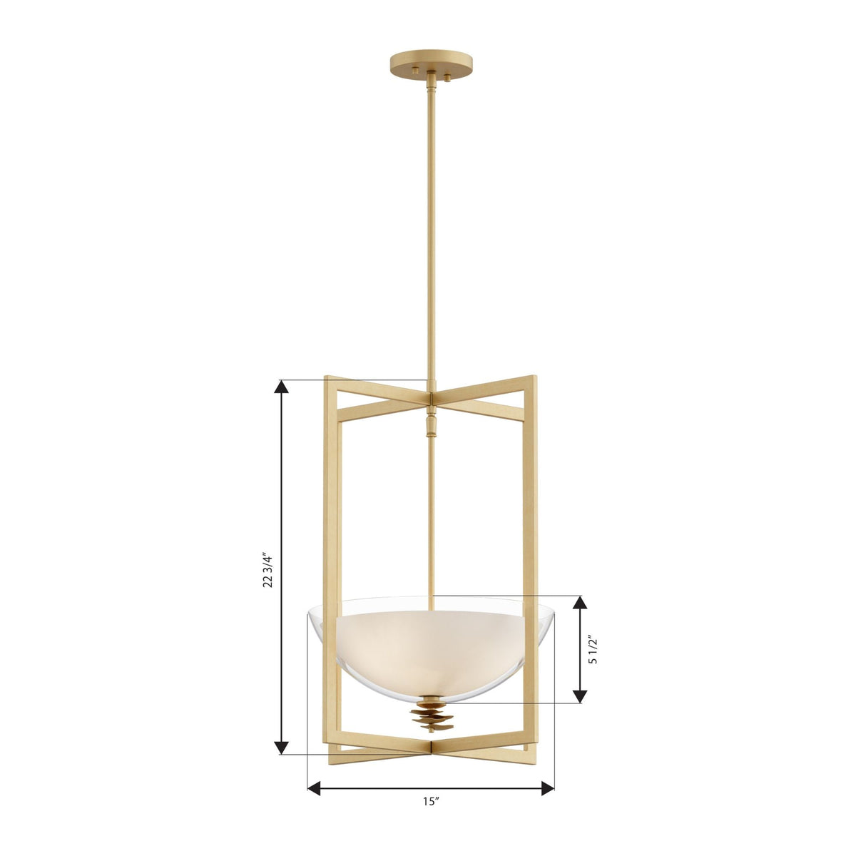 Minka-Lavery Elowen 18 in. 3-Light Pendant, Legacy Brass with Clear and Opal White Glass