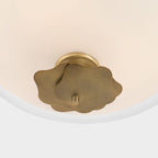 Minka-Lavery Elowen 15 in. 3-Light Semi-Flush Mount, Legacy Brass with Clear and Opal White Glass Bowl
