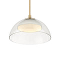 Minka-Lavery Halwynd 15 in. LED Pendant, Legacy Brass with Clear Glass and Textured Cement Dome