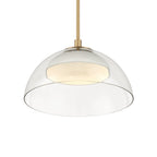 Minka-Lavery Halwynd 15 in. LED Pendant, Legacy Brass with Clear Glass and Textured Cement Dome
