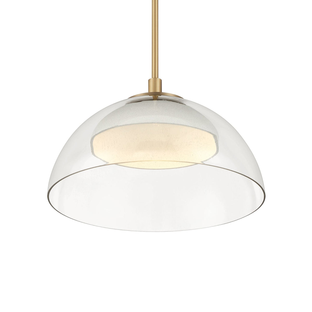 Minka-Lavery Halwynd 15 in. LED Pendant, Legacy Brass with Clear Glass and Textured Cement Dome