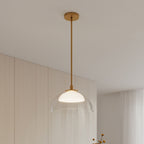 Minka-Lavery Halwynd 15 in. LED Pendant, Legacy Brass with Clear Glass and Textured Cement Dome