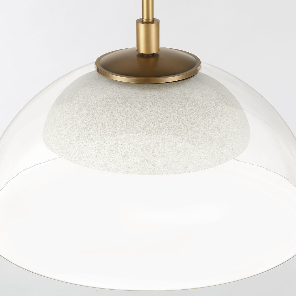 Minka-Lavery Halwynd 15 in. LED Pendant, Legacy Brass with Clear Glass and Textured Cement Dome