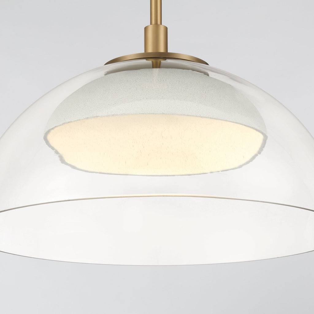 Minka-Lavery Halwynd 15 in. LED Pendant, Legacy Brass with Clear Glass and Textured Cement Dome