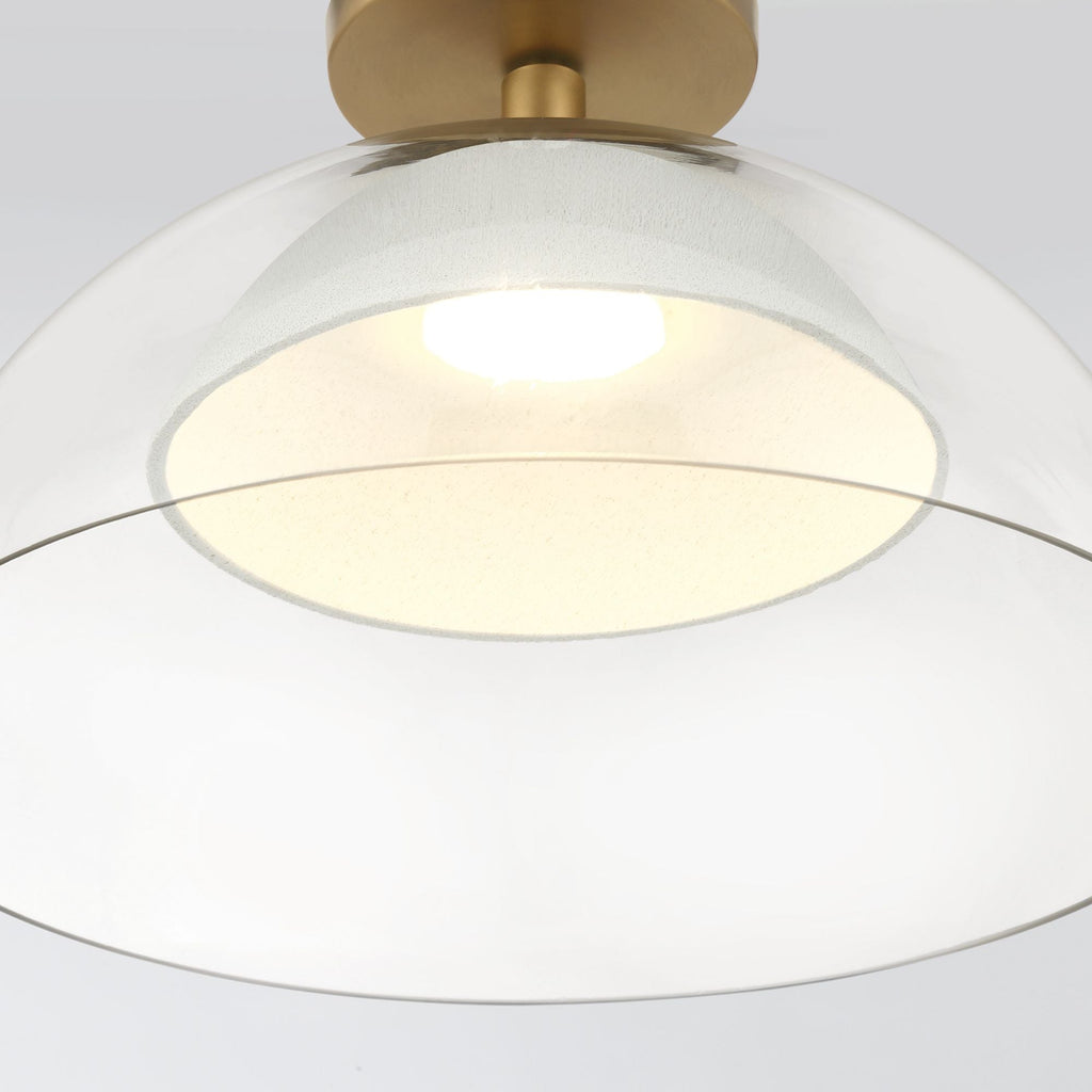 Minka-Lavery Halwynd 15 in. LED Pendant, Legacy Brass with Clear Glass and Textured Cement Dome