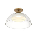 Minka-Lavery Halwynd 15 in. LED Pendant, Legacy Brass with Clear Glass and Textured Cement Dome