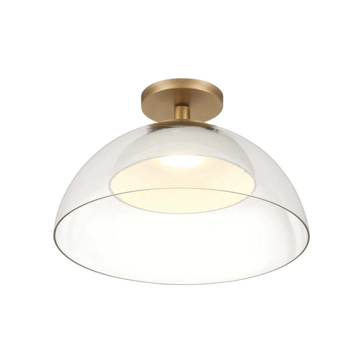 Minka-Lavery Halwynd 15 in. LED Pendant, Legacy Brass with Clear Glass and Textured Cement Dome