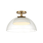 Minka-Lavery Halwynd 15 in. LED Pendant, Legacy Brass with Clear Glass and Textured Cement Dome