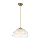 Minka-Lavery Halwynd 15 in. LED Pendant, Legacy Brass with Clear Glass and Textured Cement Dome