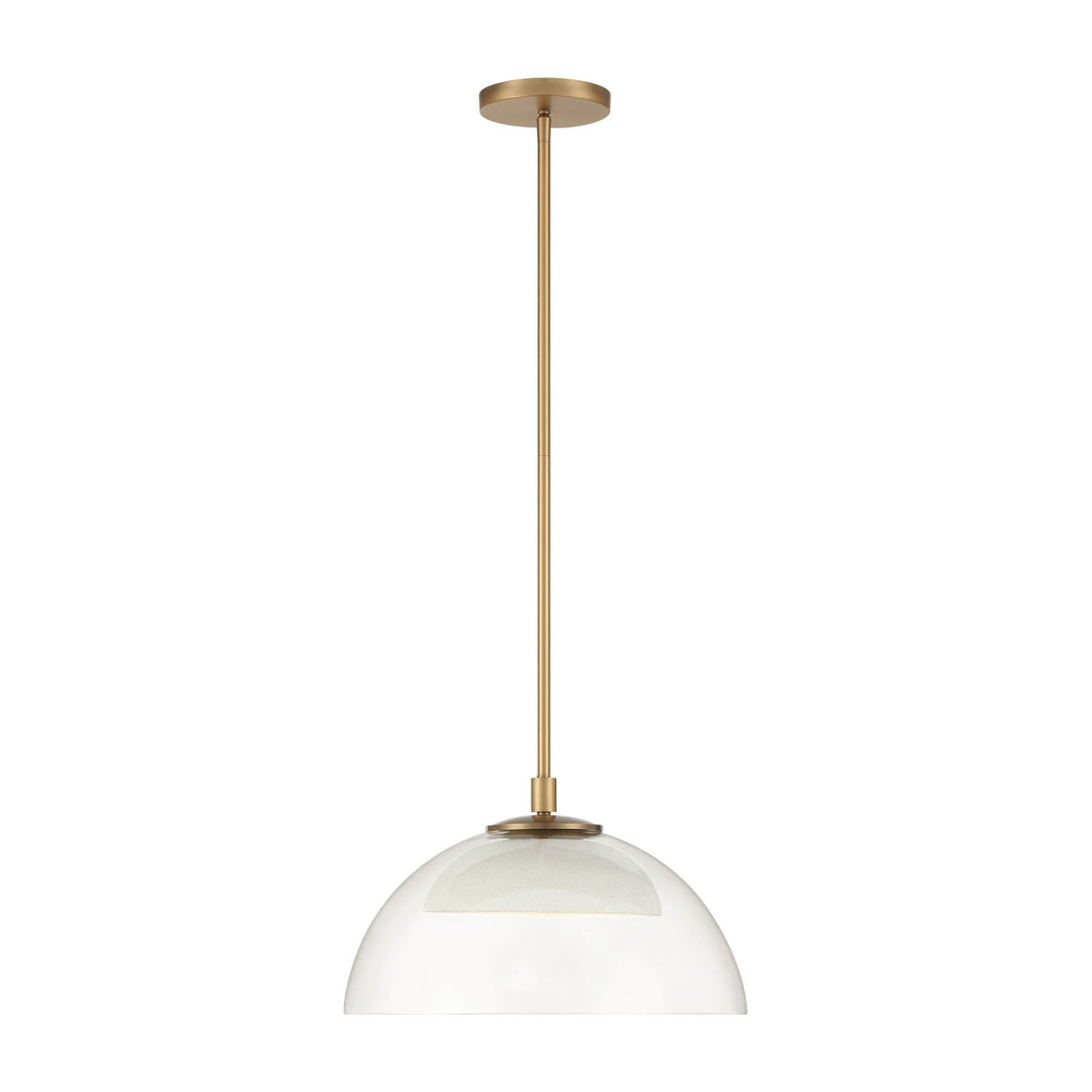 Minka-Lavery Halwynd 15 in. LED Pendant, Legacy Brass with Clear Glass and Textured Cement Dome