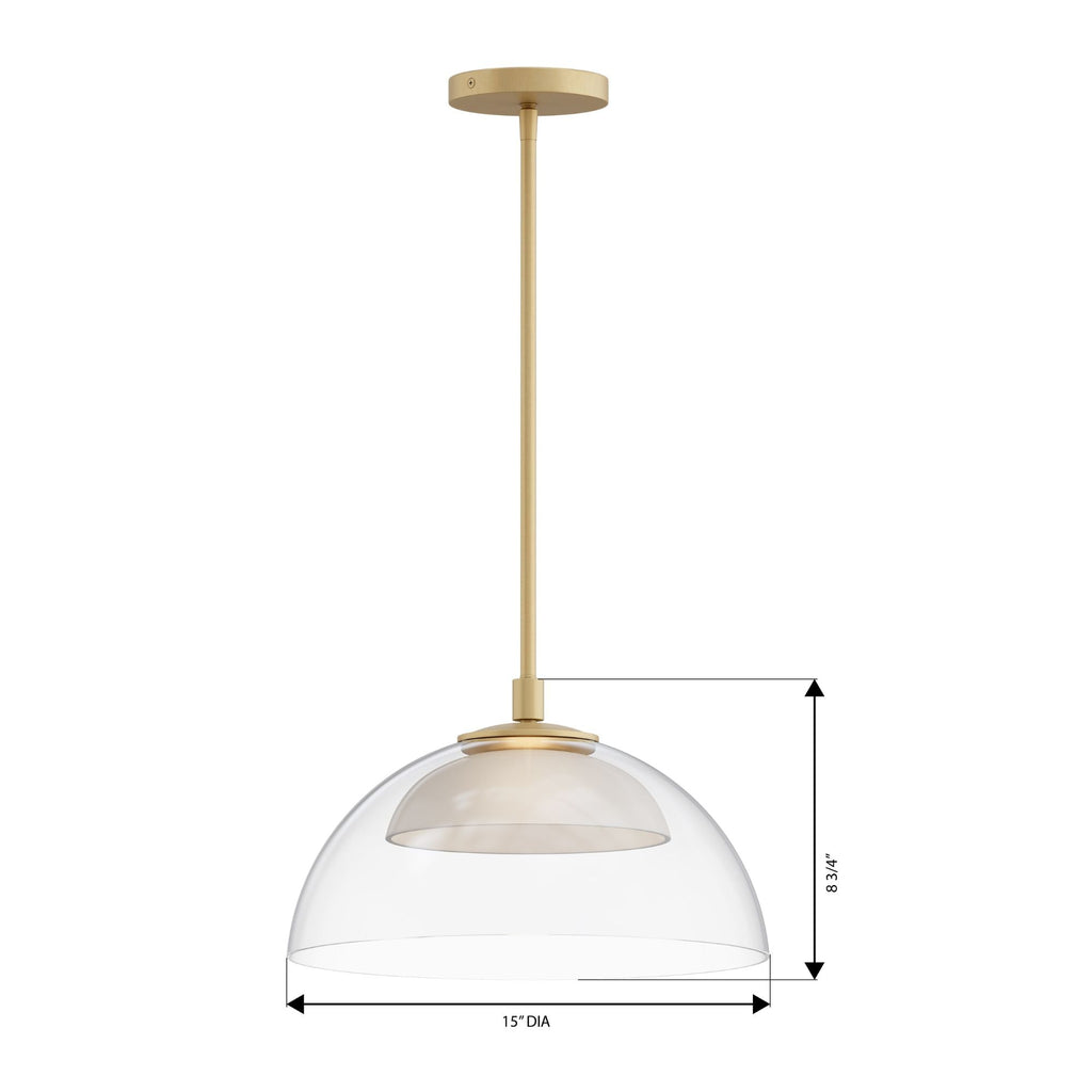 Minka-Lavery Halwynd 15 in. LED Pendant, Legacy Brass with Clear Glass and Textured Cement Dome