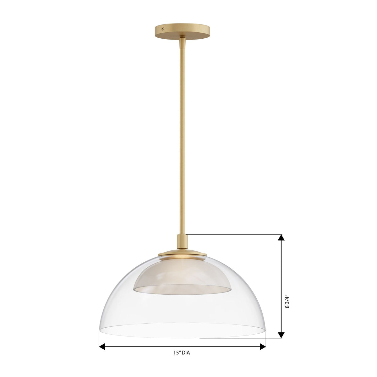 Minka-Lavery Halwynd 15 in. LED Pendant, Legacy Brass with Clear Glass and Textured Cement Dome
